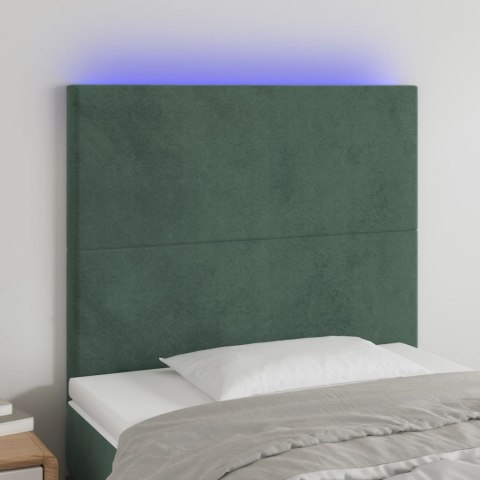 VidaXL Zagłówek do łóżka z LED, ciemnozielony, 90x5x118/128cm, aksamit