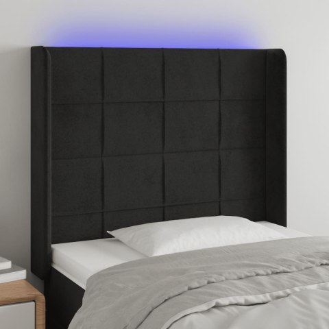 VidaXL Zagłówek do łóżka z LED, czarny, 93x16x118/128 cm, aksamit