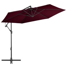 VidaXL Parasol wiszący na aluminiowym słupku, bordowy, 300 cm