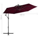 VidaXL Parasol wiszący na aluminiowym słupku, bordowy, 300 cm