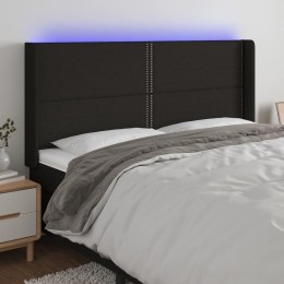 VidaXL Zagłówek do łóżka z LED, czarny, 203x16x118/128 cm, tkanina