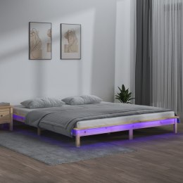 VidaXL Rama łóżka z LED, 120x200 cm, lite drewno