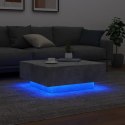 VidaXL Stolik kawowy z podświetleniem LED, szarość betonu, 80x80x31 cm