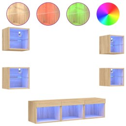 VidaXL 7-częściowy zestaw mebli TV z LED, dąb sonoma