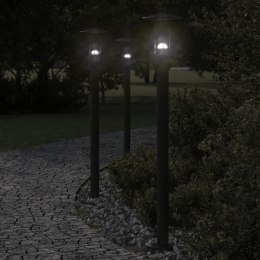 VidaXL Lampy ogrodowe na słupku, 3 szt., czarne, 100 cm, stal