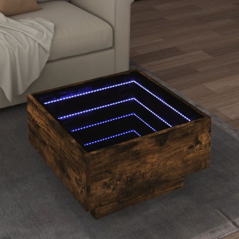 VidaXL Stolik kawowy z LED, przydymiony dąb, 50x50x30 cm