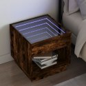 VidaXL Stolik nocny z LED Infinity, przydymiony dąb, 50x50x50 cm