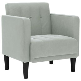 VidaXL Sofa Fotel z Podłokietnikami Jasnoszary 53 cm Aksamit