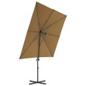 VidaXL Parasol wiszący ze stalowym słupkiem, 250x250 cm, taupe