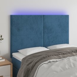 VidaXL Zagłówek do łóżka z LED ciemnoniebieski, 144x5x118/128 cm