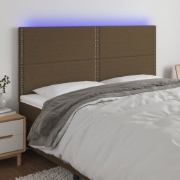 VidaXL Zagłówek do łóżka z LED ciemnobrązowy 180x5x118/128 cm tkanina