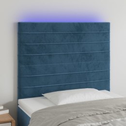 VidaXL Zagłówek do łóżka z LED ciemnoniebieski, 90x5x118/128 cm