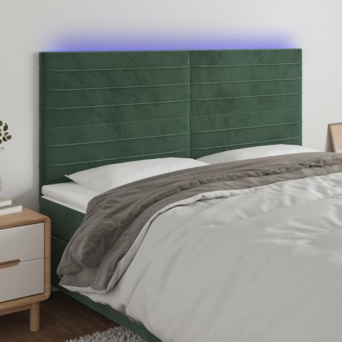 VidaXL Zagłówek do łóżka z LED, ciemnozielony, 200x5x118/128 cm