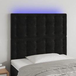 VidaXL Zagłówek do łóżka z LED, czarny, 100x5x118/128 cm, aksamit