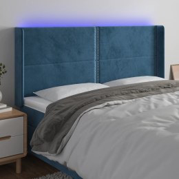 VidaXL Zagłówek do łóżka z LED ciemnoniebieski, 203x16x118/128 cm