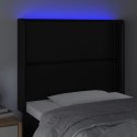 VidaXL Zagłówek do łóżka z LED, czarny 103x16x118/128cm sztuczna skóra