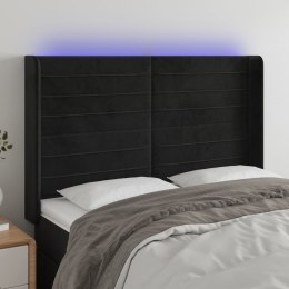 VidaXL Zagłówek do łóżka z LED, czarny, 147x16x118/128 cm, aksamit