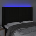 VidaXL Zagłówek do łóżka z LED, czarny, 147x16x118/128 cm, tkanina