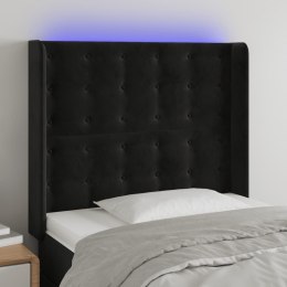 VidaXL Zagłówek do łóżka z LED, czarny, 83x16x118/128 cm, aksamit