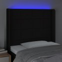 VidaXL Zagłówek do łóżka z LED, czarny, 83x16x118/128 cm, tkanina