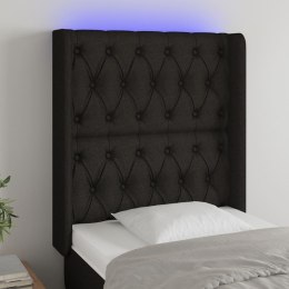 VidaXL Zagłówek do łóżka z LED, czarny, 83x16x118/128 cm, tkanina