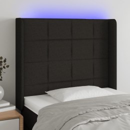 VidaXL Zagłówek do łóżka z LED, czarny, 93x16x118/128 cm, tkanina