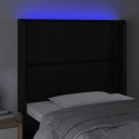 VidaXL Zagłówek do łóżka z LED, czarny, 93x16x118/128cm sztuczna skóra