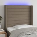 VidaXL Zagłówek do łóżka z LED, taupe, 103x16x118/128 cm, tkanina