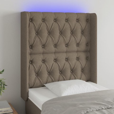 VidaXL Zagłówek do łóżka z LED, taupe, 83x16x118/128 cm, tkanina