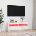 VidaXL Szafka TV z oświetleniem LED, biel z połyskiem, 100x35x40 cm