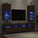 VidaXL Szafki TV, z LED, 2 szt., brązowy dąb, 40,5x30x90 cm