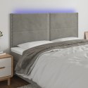 VidaXL Zagłówek do łóżka z LED, jasnoszary, 180x5x118/128 cm, aksamit