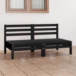 VidaXL 2-osobowa sofa ogrodowa, czarna, lite drewno sosnowe