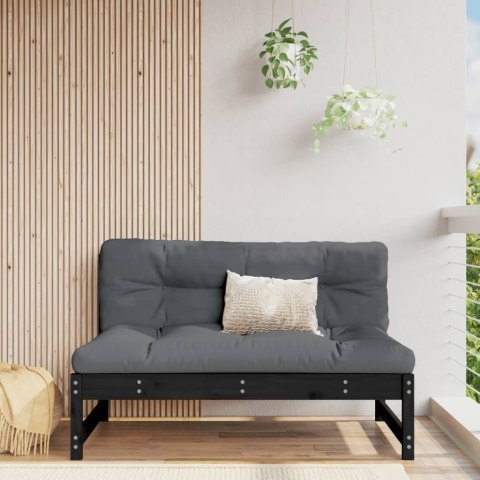 VidaXL Sofa środkowa do ogrodu, czarna, 120x80 cm, lite drewno sosnowe