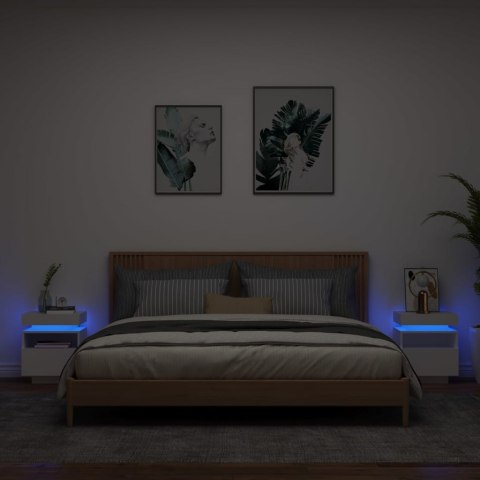 VidaXL Szafki nocne z oświetleniem LED, 2 szt., białe, 40x39x48,5 cm