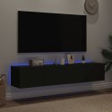 VidaXL Ścienne szafki TV z LED, 2 szt., czarne, 80x35x31 cm