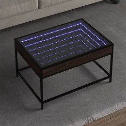 VidaXL Stolik kawowy z LED Infinity, brązowy dąb, 70x50x41 cm