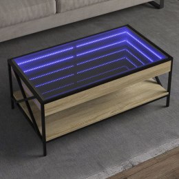 VidaXL Stolik kawowy z LED Infinity, dąb sonoma, 90x50x38 cm