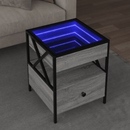 VidaXL Stolik kawowy z LED Infinity, szary dąb sonoma, 40x40x51 cm