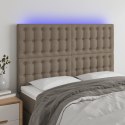 VidaXL Zagłówek do łóżka z LED, taupe, 144x5x118/128 cm, tkanina