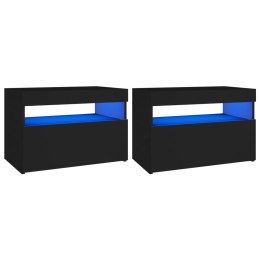 VidaXL Szafki nocne z oświetleniem LED, 2 szt., czarne, 60x35x40 cm