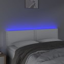 VidaXL Zagłówek do łóżka z LED, biały, 144x5x78/88 cm, sztuczna skóra