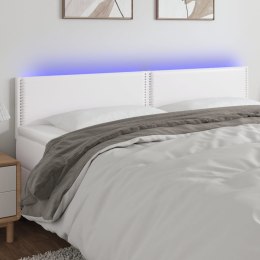 VidaXL Zagłówek do łóżka z LED, biały, 180x5x78/88 cm, sztuczna skóra