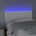 VidaXL Zagłówek do łóżka z LED, biały, 80x5x78/88 cm, sztuczna skóra