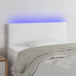 VidaXL Zagłówek do łóżka z LED, biały, 90x5x78/88 cm, sztuczna skóra