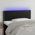 VidaXL Zagłówek do łóżka z LED, czarny, 100x5x78/88 cm, sztuczna skóra