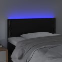 VidaXL Zagłówek do łóżka z LED, czarny, 100x5x78/88 cm, sztuczna skóra