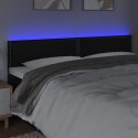 VidaXL Zagłówek do łóżka z LED, czarny, 160x5x78/88 cm, sztuczna skóra