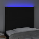 VidaXL Zagłówek do łóżka z LED, czarny, 80x5x118/128 cm, tkanina