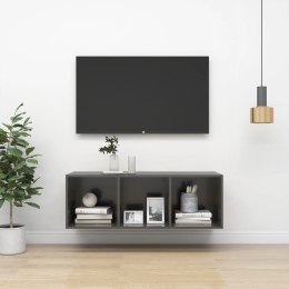 VidaXL Wisząca szafka pod TV, wysoki połysk, szara, 37x37x107 cm